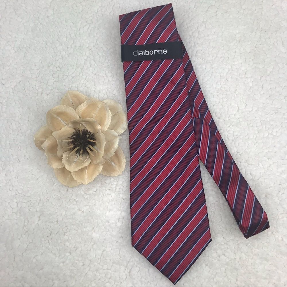 Liz Claiborne New Red Striped Silk Tie